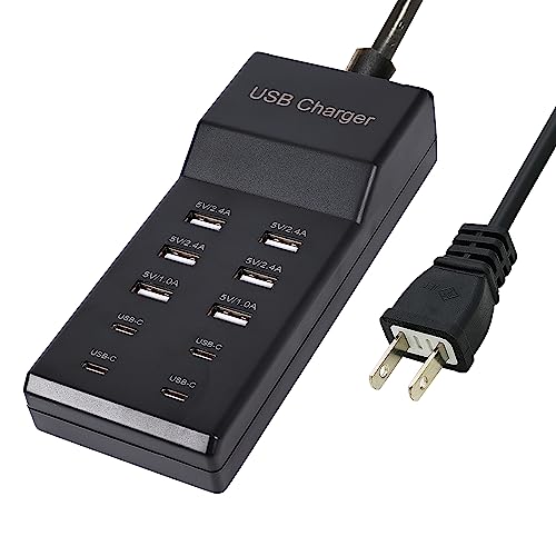 Wyssay USB Charger - 10-Port Charging Station for Multiple Devices