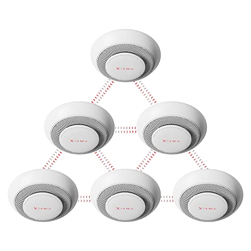 X-Sense Wireless Interconnected Combination Smoke and Carbon Monoxide Detector with Large Silence Button, Over 820 ft Transmission Range, XP01-W, 6-Pack