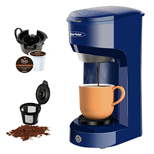 X WINDAZE Single Serve Coffee Maker for K Cup and Ground Coffee in Blue