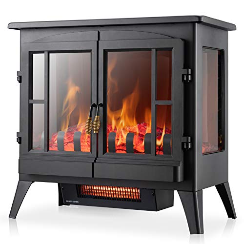 Xbeauty Freestanding Electric Fireplace Stove with Realistic Flame