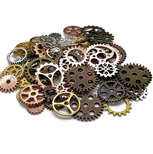 100g DIY Antique Metal Gears Charms for Crafting & Cosplay
