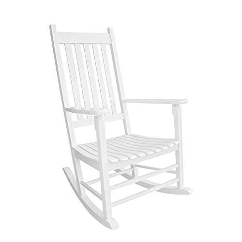 XINYUN All-Weather Wooden Rocking Chair: Indoor & Outdoor 350lbs Capacity White
