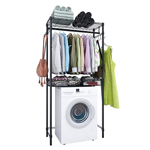 Xiofio 2 Tier Adjustable Storage Shelf for Laundry and Bathroom, Black