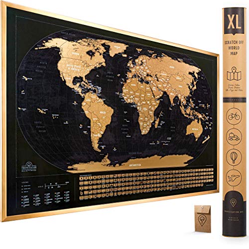 XL Scratch Off Map with Flags - Deluxe Travel Map Poster