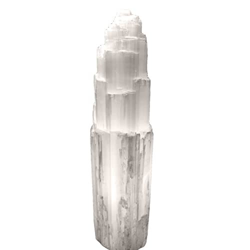 XL Selenite Tower Lamp with LED Light - Natural Crystal Healing