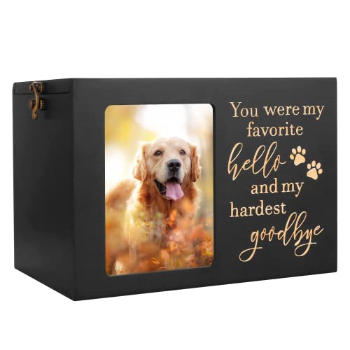 XLarge Wooden Funeral Cremation Urn for Pet Ashes with Photo Frame