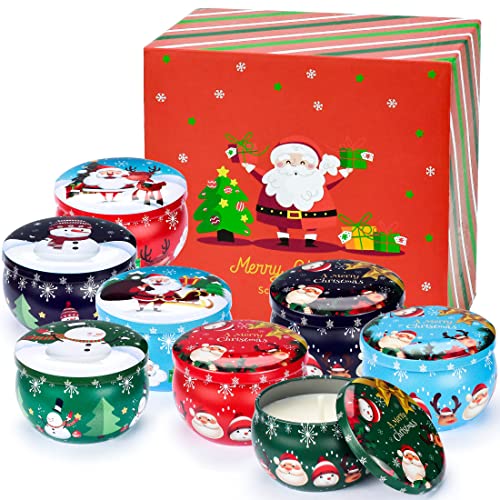 Xmas Scented Candles Gift - 8 Fragrances in Portable Tin Boxes