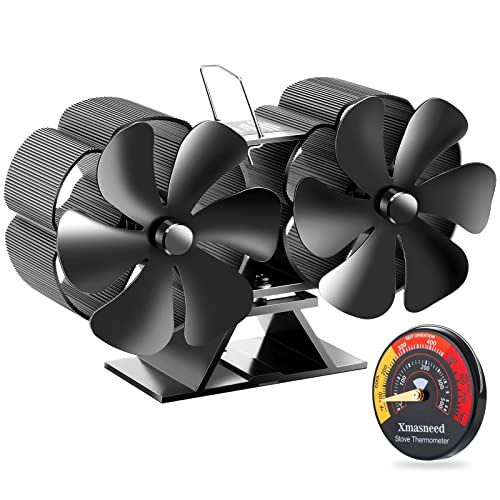 Xmasneed 12-Blade Wood Stove Fan with Thermometer