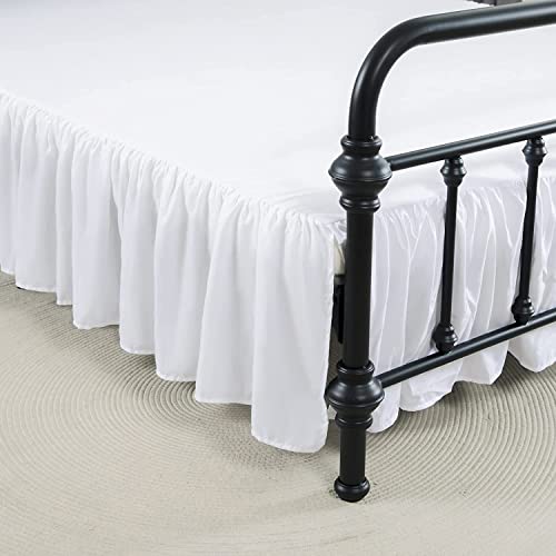 xuan dian Bed Skirt Queen Size Ruffled Bed Skirt with Split Corners, 18 Inch Drop Dust Ruffle Bed Skirt with Platform, White,Queen Size