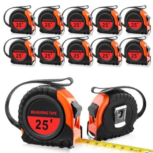 Xuhal 12-Piece 25ft Retractable Measuring Tapes with Pause Buttons