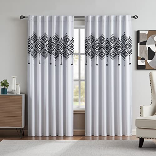 PONY DANCE Double Layer Curtains - 84 inches Long for Living Room Blackout  Curtains & Drapes with White Crushed Voile for Bedoom, 52 by 84 inches