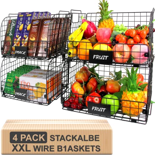 XXL Stackable Wire Baskets for Storage and Organization