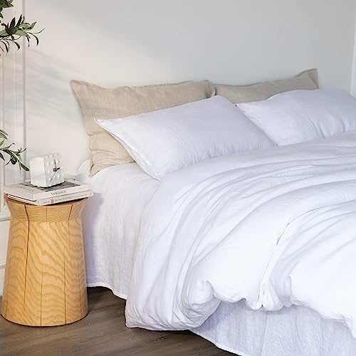 XZ XIFA White Linen Duvet Cover Full