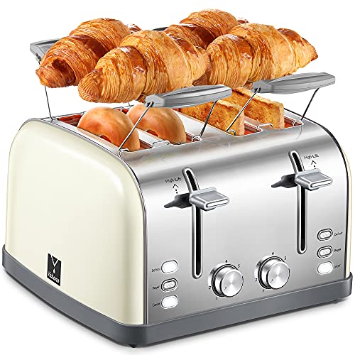 Yabano 4 Slice Wide Slot Toaster with Warming Rack