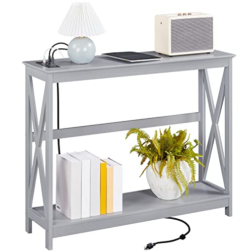 Yaheetech 2-Tier Console Table with Outlet