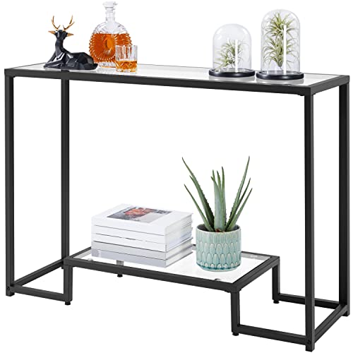Yaheetech 42" Console Table with Tempered Glass