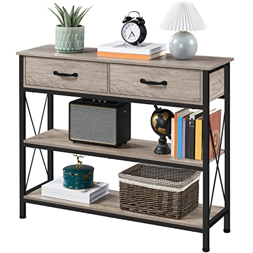 Yaheetech Console Table with 2 Drawers, Gray