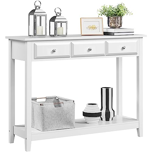 Yaheetech Console Table with 3 Drawers - White