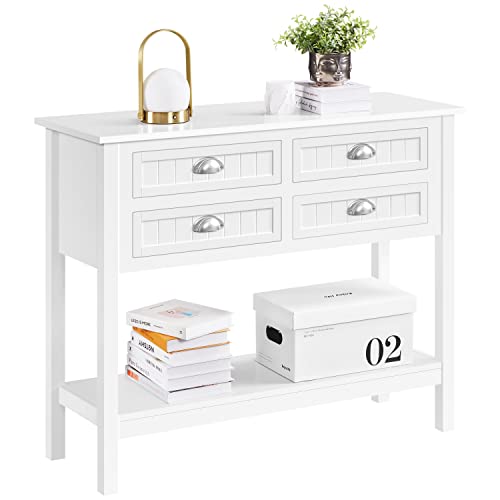 Cream White Rectangle Console Table with 2 Drawers, Modern Wood Entryway  Couch Sofa Table with Storage Shelf, Narrow Long Hallway Foyer Table for Small  Spaces Living Room Bedroom 