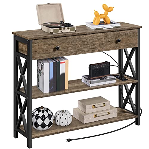 Yaheetech Console Table with Outlets and USB Ports