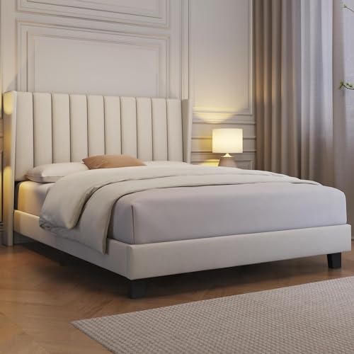 Yaheetech Fabric Upholstered Platform Bed