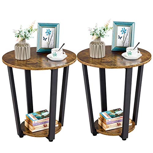 Yaheetech Industrial End Table for Living Room Set of 2