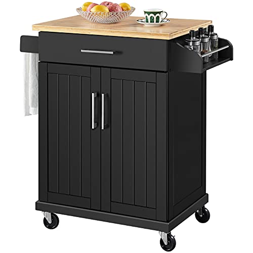 Yaheetech Kitchen Island with Drawer and Storage Cabinet, Black