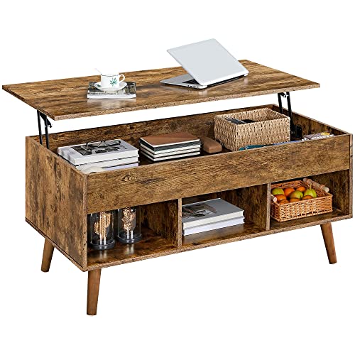 Yaheetech Lift Top Coffee Table with Storage & 3 Open Shelves