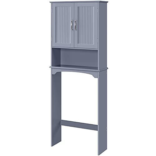 Yaheetech Grey Over-The-Toilet Bathroom Cabinet with Adjustable Shelf