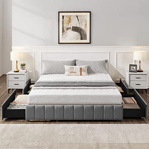 Yaheetech Platform Bed Frame with Storage Drawers