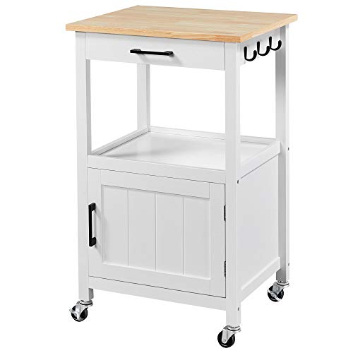 Yaheetech Rolling Kitchen Island with Cabinet and Storage Shelf
