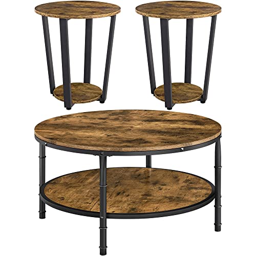 Yaheetech Round Coffee Table and End Table Sets