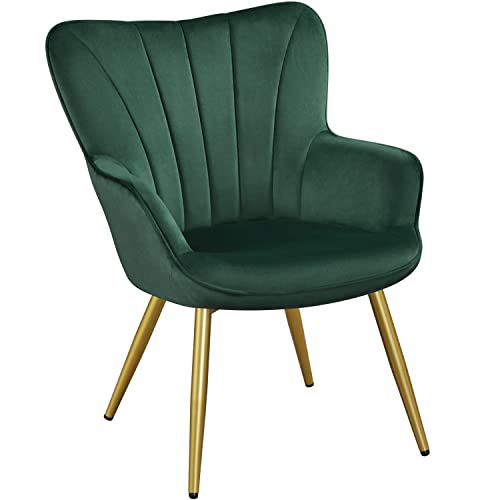 Yaheetech Velvet Accent Chair with Metal Legs, Green