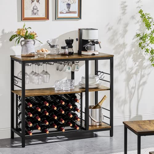 Yaheetech Wine Rack Table with Glass Holder