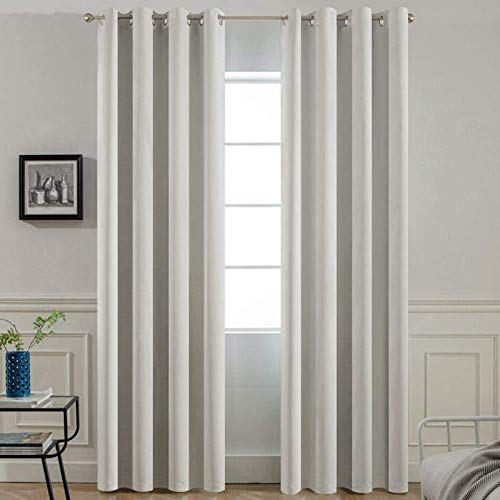 Yakamok Light Beige Thermal Insulated Blackout Curtains with Tie Backs