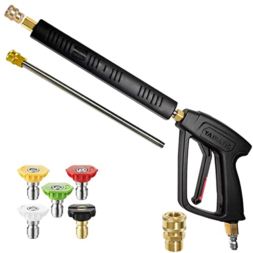 YAMATIC Pressure Washer Gun with Swivel Connector, Stainless Steel Extension Wand