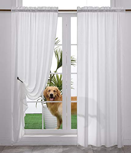 Yancorp White Velvet Opaque Privacy Curtains 2 Panels for Living Room Bedroom