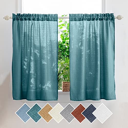 Yancorp Teal Kitchen Tier Curtains