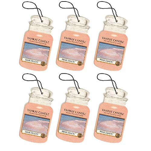 Yankee Candle Classic Paper Car Jar Hanging Air Freshener, Pink Sands (3  Pack) 