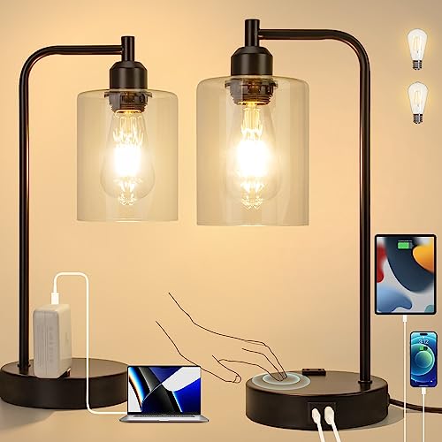 Yarra-Decor Industrial Bedside Table Lamp Set