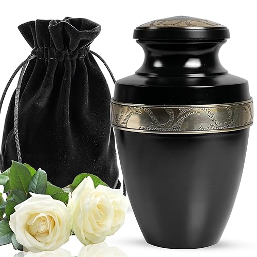 Yatskia Black Large Cremation Urns for Human Ashes Remains