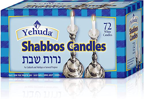 Yehuda 3 Hour White Shabbos Candles (72 Count)