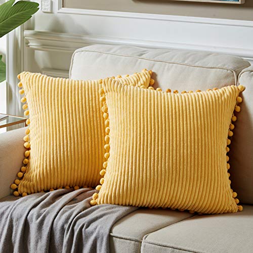 Yellow Accent Decorative Throw Pillow Covers