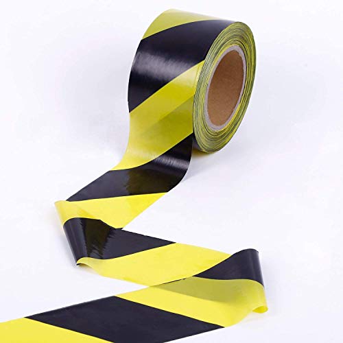 Yellow Black Hazard Safety Striped Barricade Tape