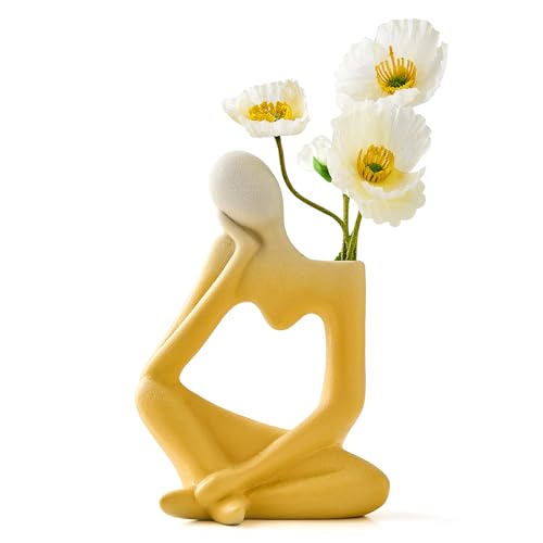 AWNR Yellow Ceramic Vase - Unique Floral Decor for Home and Office