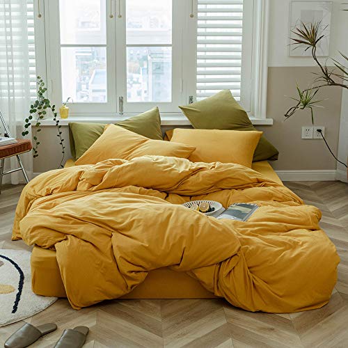 Yellow Jersey Knit Cotton Bedding Set