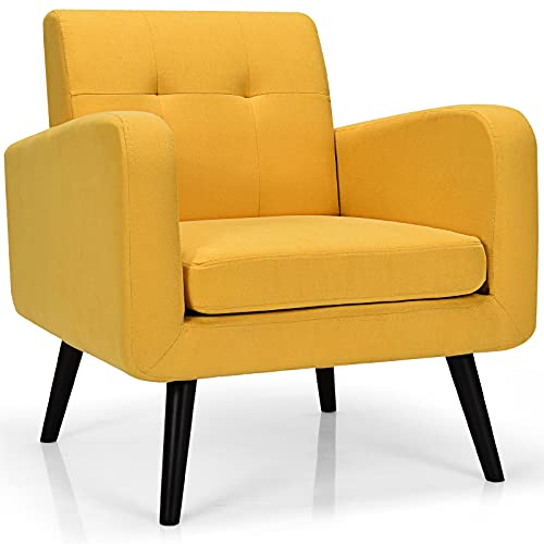 Yellow Upholstered Accent Chair with Arms
