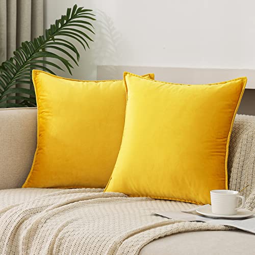 Yellow Velvet Throw Pillow Covers