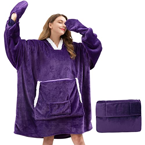 yescool Oversized Sherpa Fleece Warm Sweatshirt Blanket Hoodie