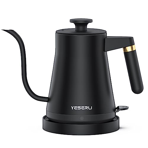 INTASTING Electric Gooseneck Kettle, 09L Pour Over Kettle with Precise 1 Temperature Control, Stainless Steel Inner, 1200W Quick Heating, for Coffee M
